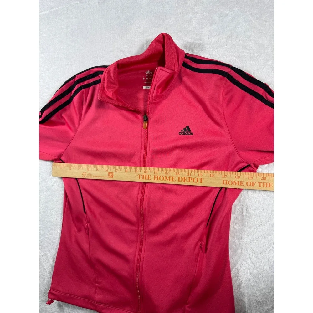 Adidas Girls Youth 14 Climalite Track Jacket Pink Black Full Zip Activewear
